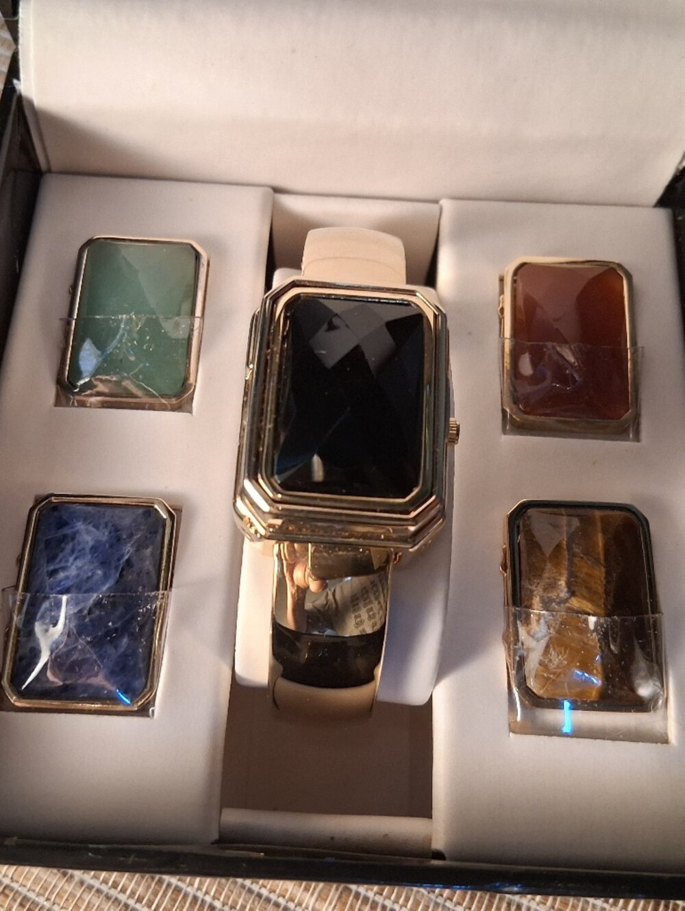 Kessaris Interchangeable Stone Bangle Watch Set - Gold Tone